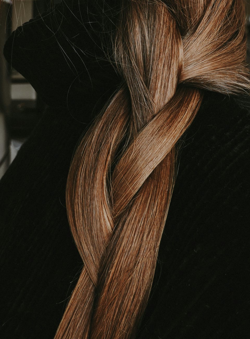 Warm brown strands caught in the light